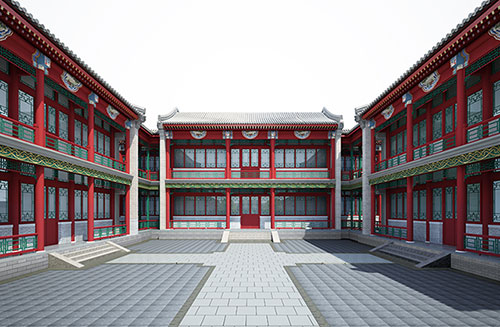 福建北京四合院设计古建筑鸟瞰图展示