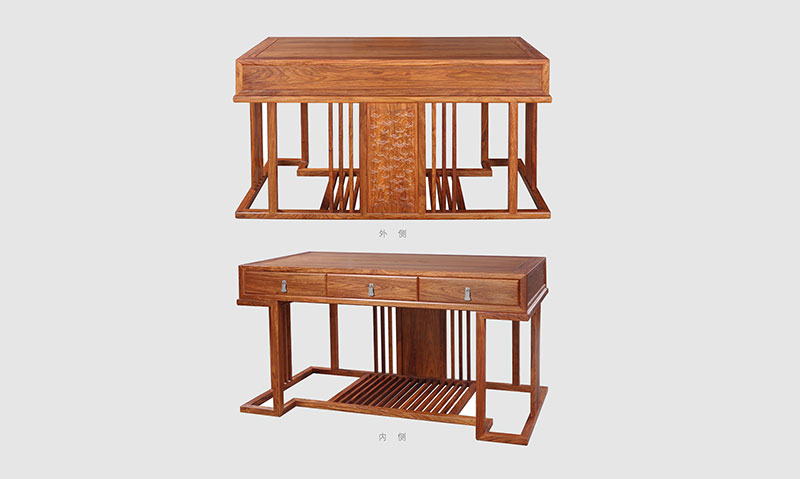 福建 别墅中式家居书房装修实木书桌效果图